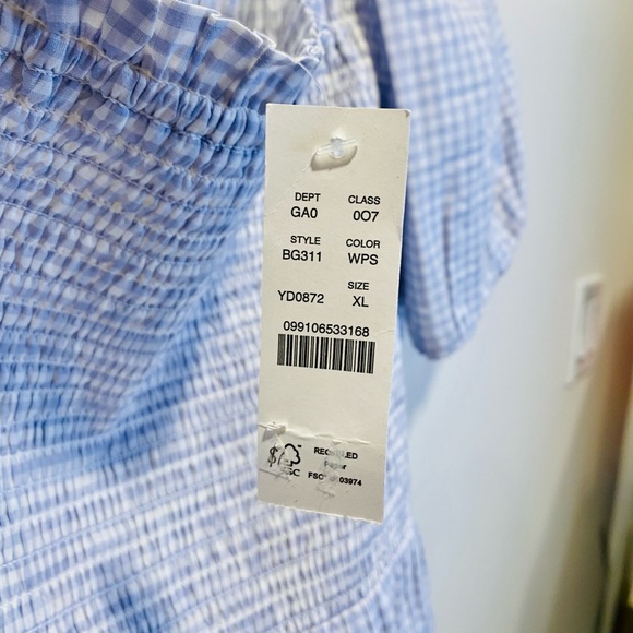 NWT J. Crew on or off the shoulder top - Blue Gingham - Picture 3 of 5